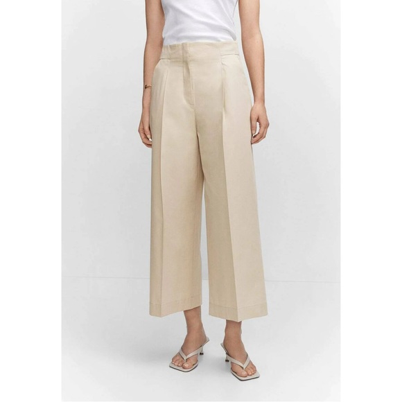 Mango Pope Plain Tailored Trousers size 10 beige - Picture 3 of 5